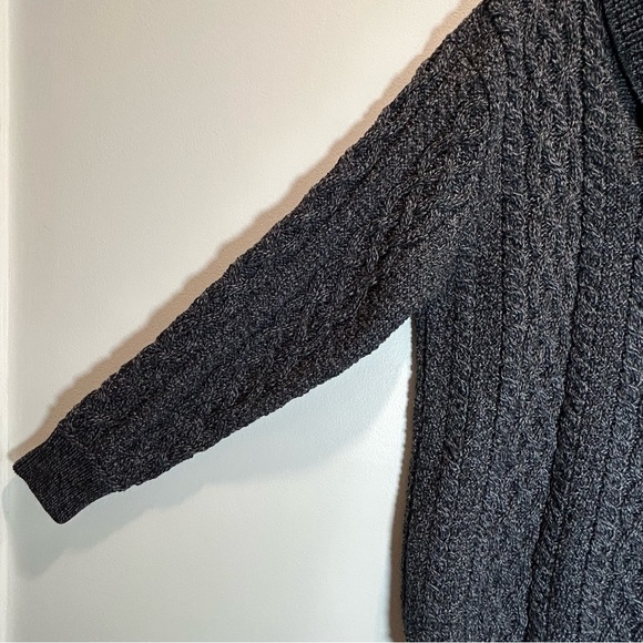 New Aran Crafts Men's Gray Merino Wool Shawl Collar Cable Knit Sweater - XXL - Picture 5 of 10
